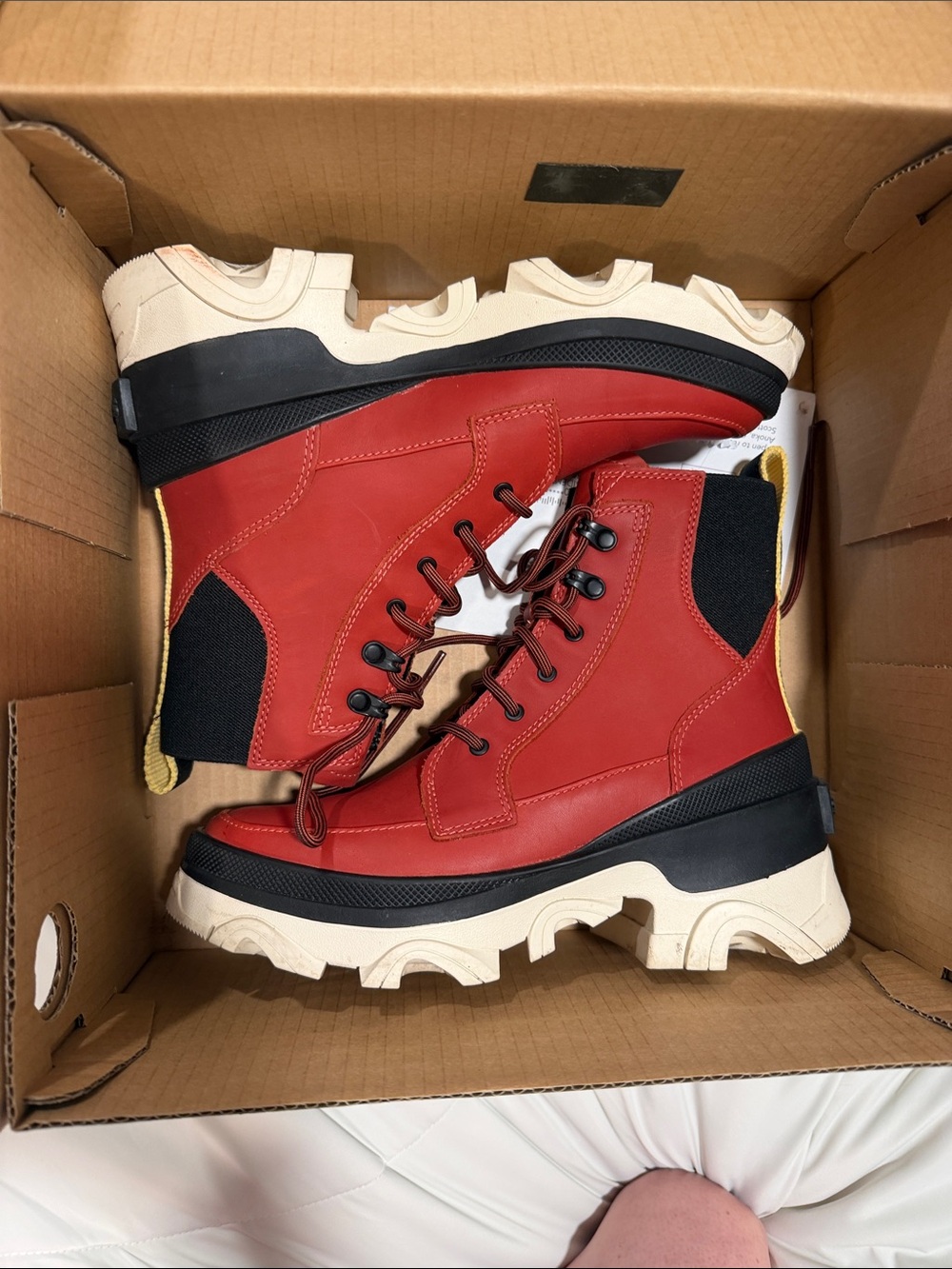 Sorel Red Lace-Up Men's Chunky Platform Boots